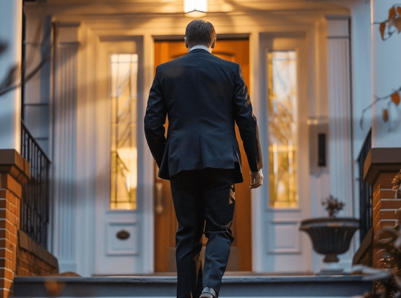 A custody evaluator walking into a home